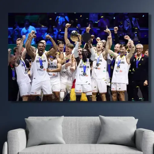 2023 Fib World Cup Champion Germany Canvas Wall Art Dennis Schrader Poster Dennis Mike Schrader Print Basketball Fan Gift Ready To Hang