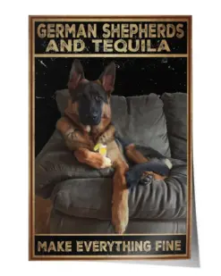 German Shepherd Tequila Poster - Satin Portrait Poster