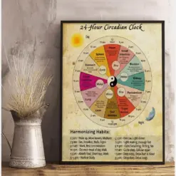 24 Hour Circadian Clock Poster Or Canvas Organ Clock Wall Art Chinese Medicine Healthy Wall Decor Vintage Knowledge Art Print