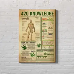 420 Knowledge Canvas Cannabis Poster Cannabis Knowledge Marijuana , Weed Stoner Vintage Cannabis Art Benefits Of Marijuana 420 Poster