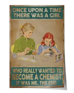 Once upon a time there was a girl who really wanted to secome a chemist Wall Decor Artwork Print Poster Wall Art Print Home Decor Vintage - Satin Portrait Poster
