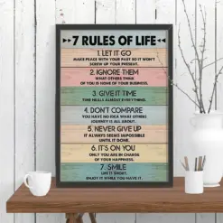 7 Rules Of Life 7 Rules Poster 7 Rules Canvas Poster Decor Gift Decor Knowledge Poster Wall Decor Birthday Gift