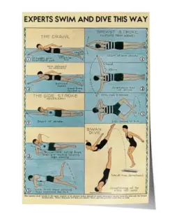 Experts Swim And Dive This Way Poster, Make Waves Swimmer Poster, Sports Poster, Gift For Swimmer