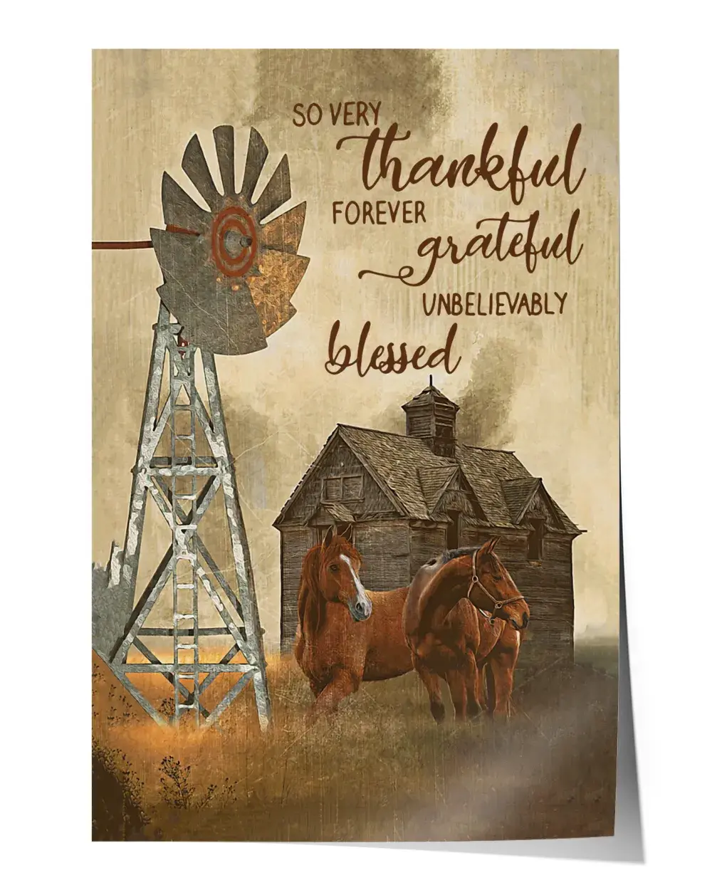 So Very Thankful Forever Grateful Unbelievably Blessed Wall Decor Artwork Print Poster Wall Art Print Home Decor Vintage - Satin Portrait Poster