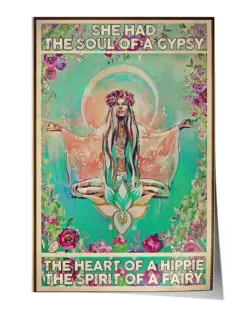 The Heart Of A Hippie Wall Decor Artwork Print Poster Wall Art Print Home Decor Vintage - Satin Portrait Poster