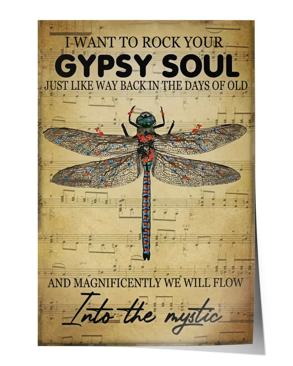 I wan't to rock your gypsy soul Wall Decor Artwork Print Poster Wall Art Print Home Decor Vintage - Satin Portrait Poster