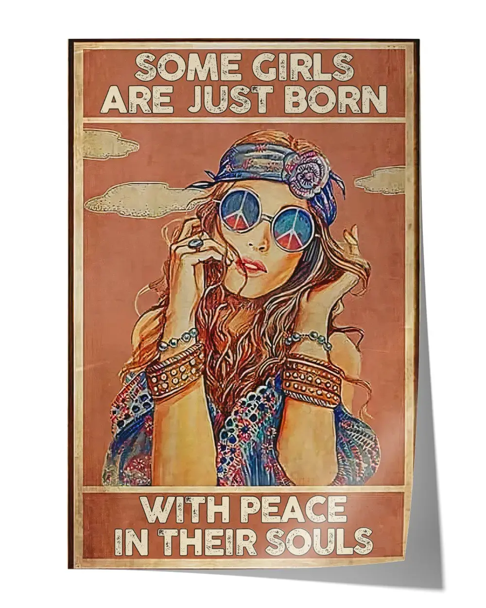 Some girls are just born with peace in their souls Wall Decor Artwork Print Poster Wall Art Print Home Decor Vintage - Satin Portrait Poster