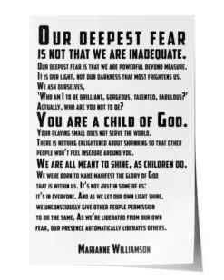 Our Deepest Fear Poster, Without God References, Motivational Quote