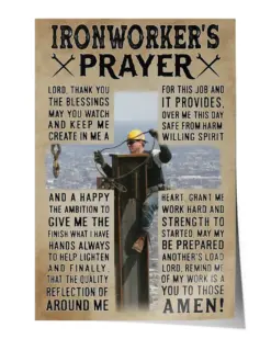 Ironworker Prayer God Poster - Satin Portrait Poster