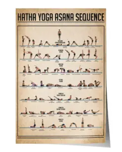 Hatha Yoga Asana Sequence for Men Poster - Satin Portrait Poster