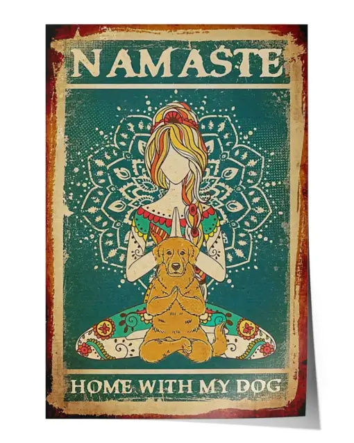Namaste Hippie Girl Poster Wall Decor Artwork Print Poster Wall Art Print Home Decor Vintage - Satin Portrait Poster