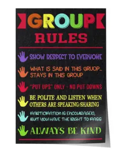 Counseling Group Rules Print, Confidentiality Poster Counselor Office - Satin Portrait Poster