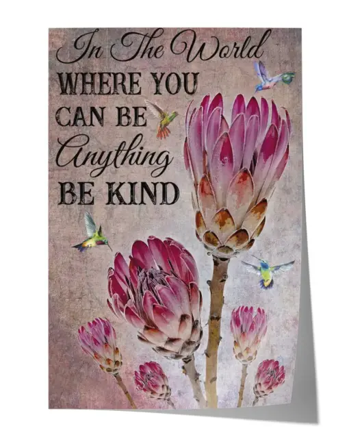 In the world where you can be anything be kind poster Wall Decor Artwork Print Poster Wall Art Print Home Decor Vintage - Satin Portrait Poster