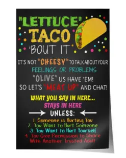 Lettuce Taco 'Bout It Not Cheesy Let'T Meat Up Poster - Satin Portrait Poster