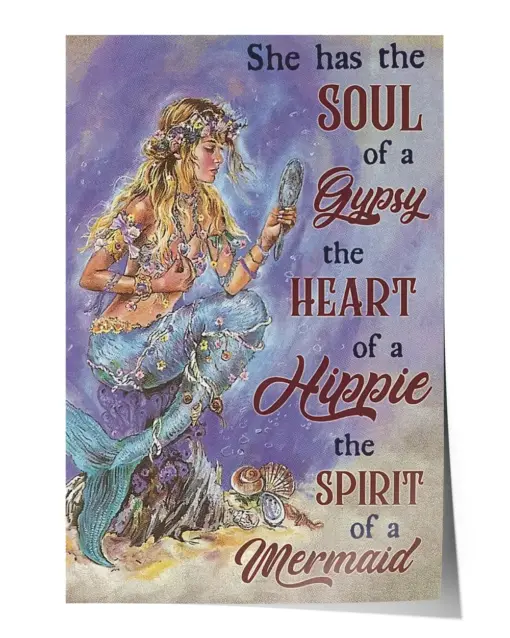 he Has Gypsy Hippie Mermaid Poster - Satin Portrait Poster