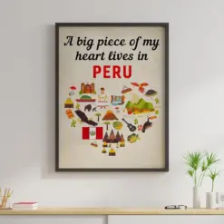 A Big Piece Of My Heart Lives In Peru Canvas Prints Vintage Wall Art Gifts Vintage Home Wall Decor Canvas