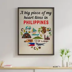 A Big Piece Of My Heart Lives In Philippines Canvas Prints Vintage Wall Art Gifts Vintage Home Wall Decor Canvas