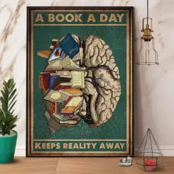 A Book A Day Keeps Reality Away Book Poster, Canvas