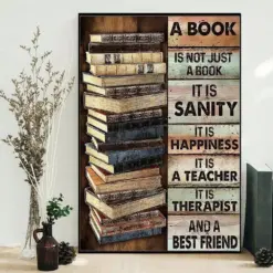 A Book Is Not Just A Book It Is Sanity Poster, Canvas