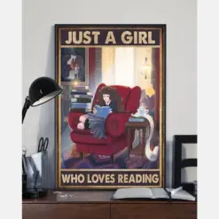 A Girl Loves Reading Canvas Prints Vintage Wall Art Gifts Vintage Home Wall Decor Canvas