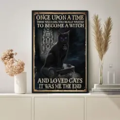 A Girl Who Wanted To Become A Witch And Loved Cats Poster Halloween Home Decor Black Cat Halloween Decor Black Cat Cat Decor