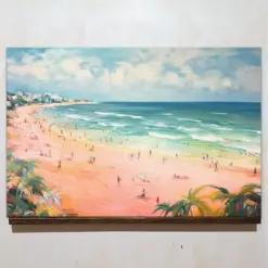 Aerial Beach Scene On Canvas Pastel Oil Painting Coastal Home Bedroom Decor Beautiful Animalistic Relaxing Watercolor Wall Artwork