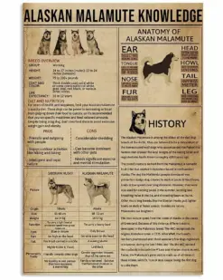 Alaskan Malamute Knowledge Dog Poster, Canvas