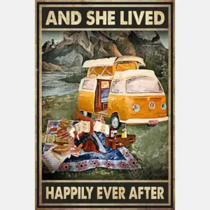 And She Lived Happily Ever After Camping Poster, Canvas