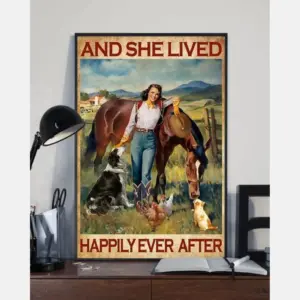 And She Lived Happily Ever After Horse Farmer Girl Poster, Canvas