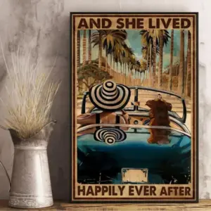 And She Lived Happily Ever After Lover Gift Idea Gift For Dog Owner Wall Decorations Beach Lover Gift Poster No Frame