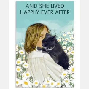 And She Lived Happily White Daisy And Cat