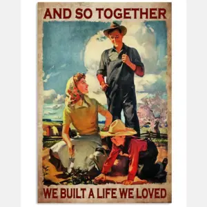 And So Together We Built A Life We Loved Poster – Family Gardening Together Vintage Retro Art Picture – Home Wall Decor – No Frame