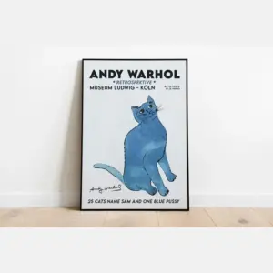 Andy Carol Art Exhibition Poster 25 Cats Name Sam And One Blue Pussy Cat Poster Vintage Art Animal Poster Drinkable High Quality Art