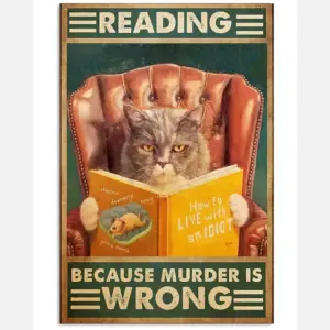 Angry Cat Book Reading Because Murder Man Nav