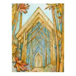 Anthony Chapel Hot Springs Fine Art Watercolor Glee Print Arkansas Glass Chapel Wedding Gift Bridesmaids Groomsman Gift Fall Colors