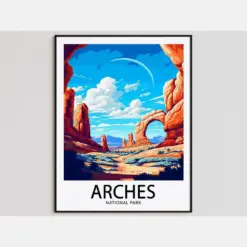 Arches Travel Poster Arches Print National Park Art Print Arches Gift Arches Wall Art Arches Artwork National Park Decor