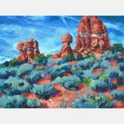 Arches Vista Ve Original Painting Acrylic Utah 12 I Impressionistic Bright Colors Western Red Rocks Desert National Park