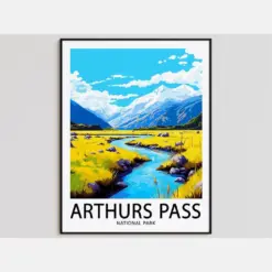 Arthur Pass Travel Poster Arthur Pass Print National Park Art Print Arthur Pass Gift Arthur Pass Wall Art Arthur Pass Artwork