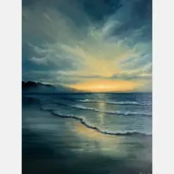 Artwork Ocean Art Beach Seascape Water Painting On Stretched Canvas Oil Art Sky Artwork Wall Decor Sea