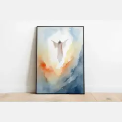 Ascension Of Jesus Christ Jesus Watercolor Jesus Wall Art Jesus Print Christian Boho Wall Art Jesus Minimalist