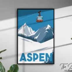 Aspen Vintage Travel Poster Retro Style Travel Print Colorado Rustic Wall Art Mountains Aesthetic Home Decor Boho Vibrant Graphic Print