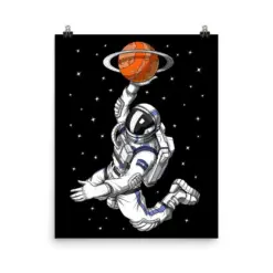 Astronaut Basketball Canvas Poster - Space Wall Decor - Basketball Art Print - Basketball Lover Gifts - Basketball Player Room Decor