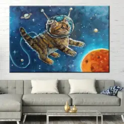 Astronaut Cat Cat Canvas Animals Wall Art Abstract Space Wall Art Abstract Canvas Wall Art Canvas Cat Wall Art Kids Cartoon Canvas