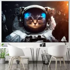 Astronaut Cat Cat Wall Art Cat Canvas Cat Poster Cat Painting Cat Wall Decor Surreal Wall Art Surreal Canvas Astronaut Canvas