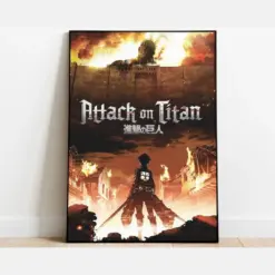 Attack On Titan Fire Wall Poster Final Season Poster Minimalist Anime Poster Vintage Retro Art Print Season 4 Poster Wall Art Print