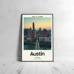 Austin Poster - Oil Painting Technique | United States Wall Art | & Printed Travel Prints | Animalistic Home Decor