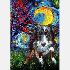 Australian Shepherds Dog Starry Night Style Halloween