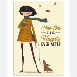 Autumn Girl Lived Happily Dog Reading