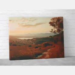 Autumnal Countryside Artful Sunset Landscape Canvas - Serene Landscape Art - Farmhouse Decor - Nature Wall Art - Free Shipping