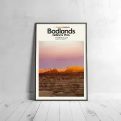 Badlands Poster - Oil Painting Technique | Usa National Park Wall Art | & Printed Travel Prints | Animalistic Home Decor